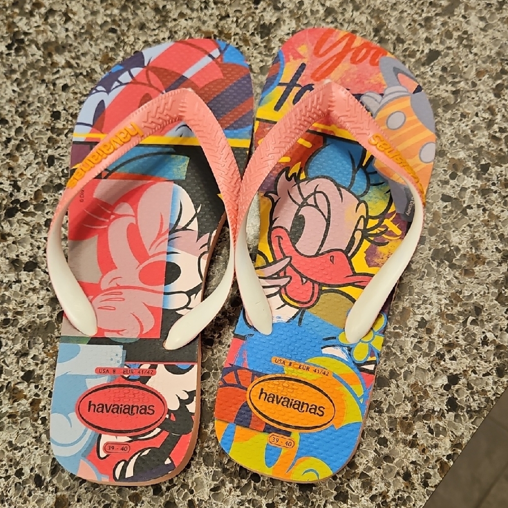 Havaianas Kids Cartoon Flip Flops - Pink, Blue, and Yellow